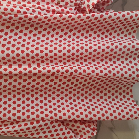 INVESTMENTS SIZE 1X BLOUSE ROLL UP SLEEVE. POLKA-DOT PRINT - Picture 9 of 11